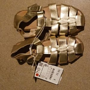 Zara, gold, toddler sandals, size 10 1/2. New with tags